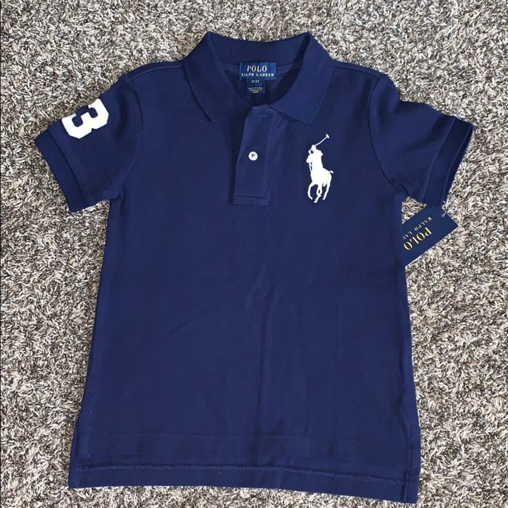 Navy blue toddler boy Ralph Lauren polo.
